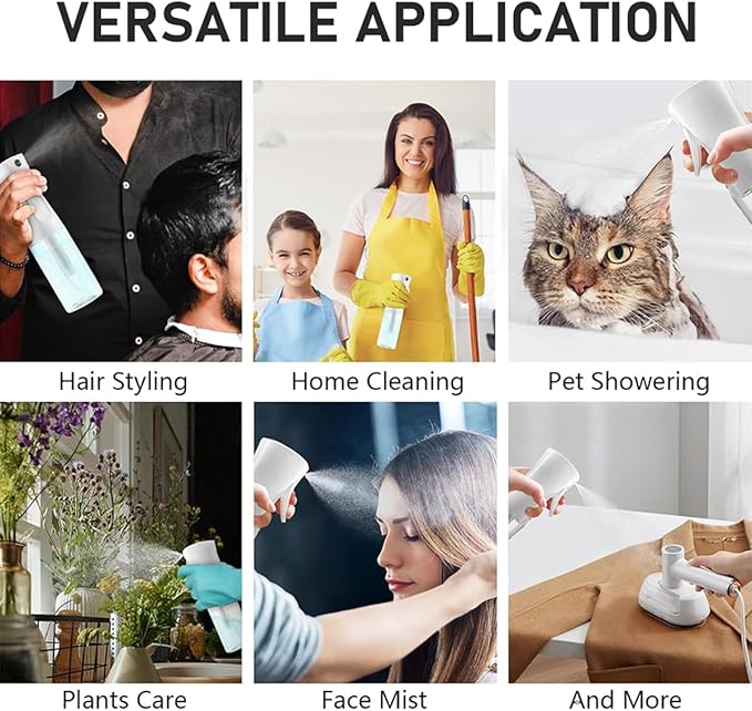 ELEMSY Spray Bottle For Hair (2 Pack 6.8 OZ) Continuous Mister Empty Spray Bottles, Ultra Fine Mist Water Sprayer for Hairstyling, Cleaning, Plants, Pets, Barbers, Salons, Essential Oil Scents