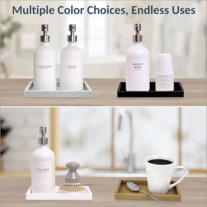 Countertop and Vanity Tray – Small 7.7" Silicone Soap Dispenser Trays, Flexible Bathroom Trays, Dish Soap Holder Kitchen Counter Caddy, Organizer Sink Tray for Soaps Bottles, Sponge, Keys