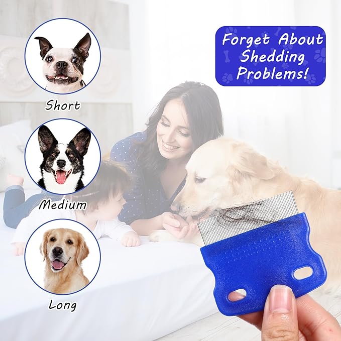 Eye Comb for Pets, 6 Pcs Flea Lice Comb Professional Pet Tear Stain Remover Dog Cat Grooming Combs Stainless Steel Combs Dematting Tool for Small Medium Pets