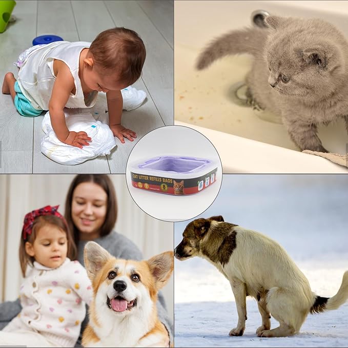 10 Pack Cat Litter Refill Bags,Compatible with Litter Genie Standard/Plus/XL and Litter Refill Cartridge,Purple