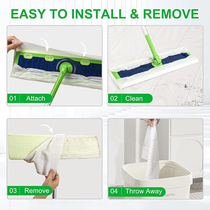 40 Count XL Dry + Wet Mopping Cloths Kit for Swiffer Sweep XL Mop, Disposable X-Large Mop Pads Refills Kit Includes 30 Dry Sweeping Cloths & 10 Wet Mopping Pads for Multi-Surface Floor Cleaning