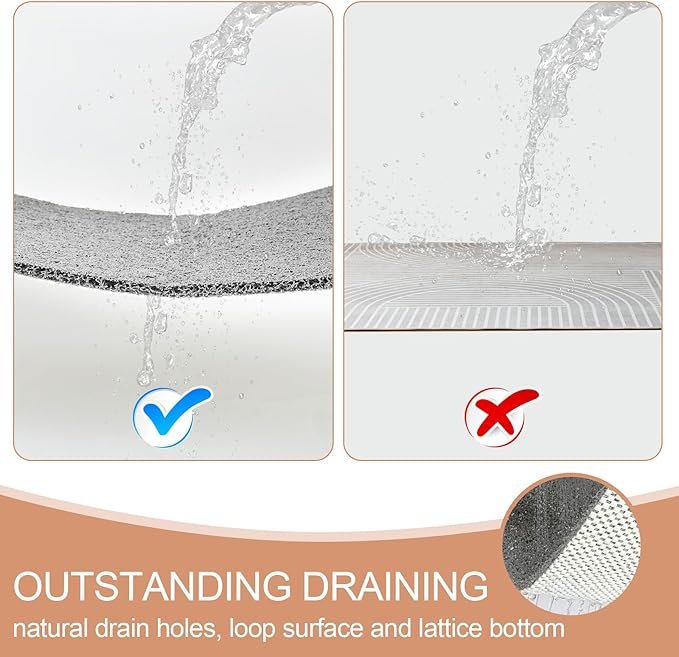 Joyhalo Shower Mats for Showers Anti Slip for Elderly, 24'' x 24'' Non Slip Bath Mat for Inside Shower, Bath Tub Mats for Bathroom Non Slip for Shower, PVC Loofah Bathroom Mats, Grey