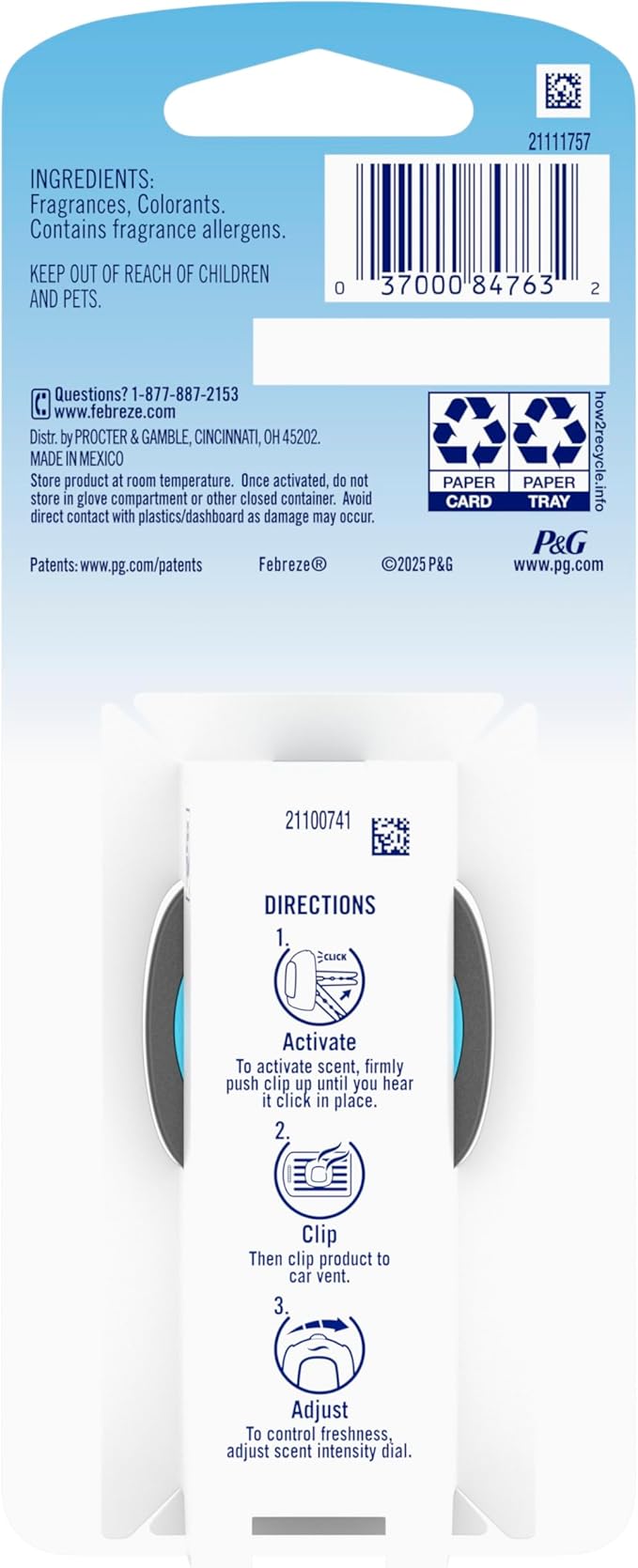 Febreze AUTO Air Freshener, Odor-Fighting Automotive Vent Clip, Old Spice Swagger Scent, 8 Count