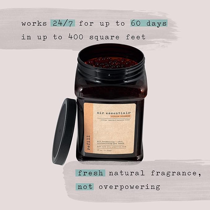 Air Essentials Air Freshener & Odor Neutralizer Gel Bead Refill – Odor Eliminator - Made with Pure Essential Oils – Citrus Blossom - 48 Ounce