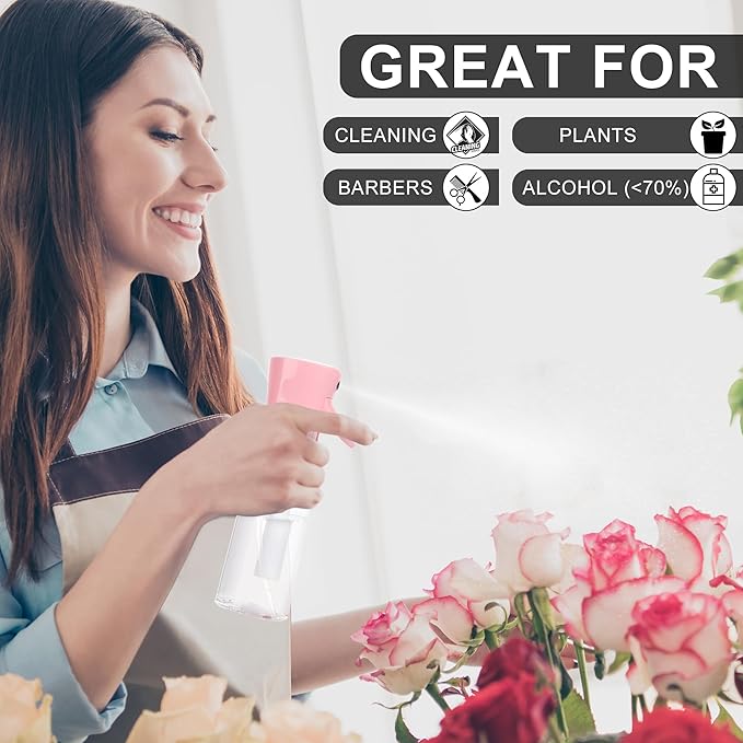 hair spray bottle, ultra-fine spray continuous spray bottle (200ml/6.8oz), used for hair design, vegetation, cleaning and skin care - empty, reusable (Pink)