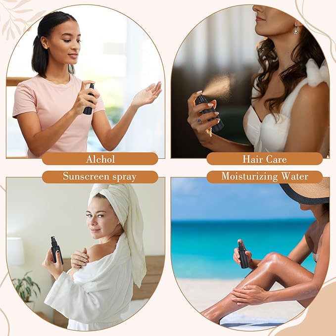 80 Pack 2 oz Plastic Spray Bottles Fine Mist Travel Spray Bottles with Pump Cap Double Cap Refillable and Reusable Empty Plastic Containers for Travel Cosmetic Essential Oils Perfume(Black)