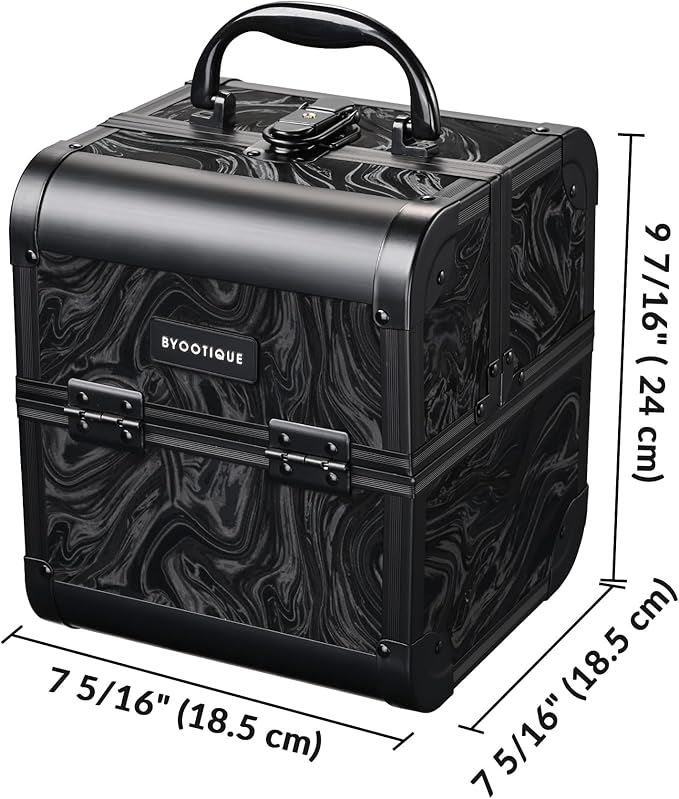BYOOTIQUE Cosmetology Makeup Train Case 2-Tier Trays Portable Cosmetic Hairstylist Traveling Bag Storage Organizer Lockable Tattoo Box with Mirror for Artist Nail Tech,CoyoteButtes Shadows