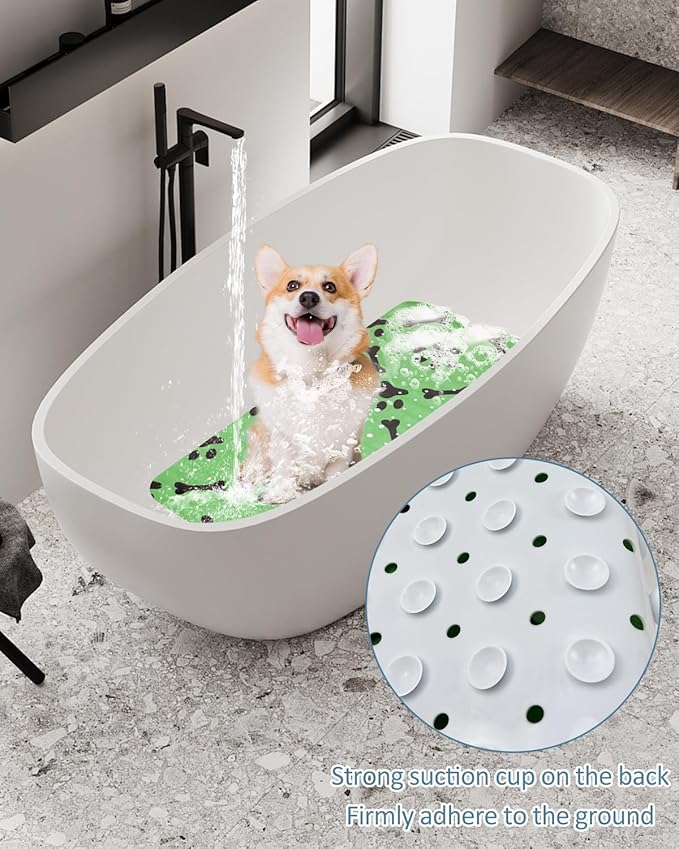 Dog Bath Mat for Tub Non-Slip Pet Bathtub Mat Fast Dry Dog Shower Attachment Mat Senior Friendly Dog Bath Supplies (Green