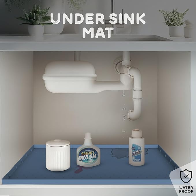 32x24x1” XL Dog Food Mat - All Purpose Under Sink Liner, Washer and Dryer Covers for The Top, Silicone Griddle Mat for Blackstone - Raised Edges Dog Mat for Food and Water Prevent Spill, Waterproof