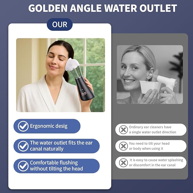 Upgraded Ear Wax Removal Kit, 4-Mode Electric Ear Cleaner - IPX7 Waterproof, Earwax Cleaning Kit with Water Temperature Sensor, 2in1 Waste Tank Design for Home Use(White)