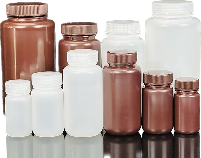 1000ML 32OZ Nature Narrow Mouth HDPE Plastic Reagent Bottles with Caps Pack of 4
