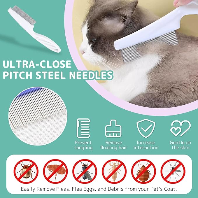 Pet Steam Brush for Dogs and Cats, 3 in 1 Steam Grooming Brush for Hair Shedding and Removal, Cleaning Spray Comb with Mist for Long-Haired Pets, Include Flea Comb, Nail Clippers, 2 Pet Toothbrushes