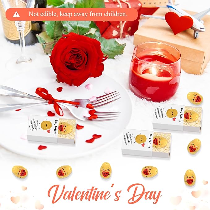 25 Set Employee Appreciation Gifts Bulk Coworkers Thank You Desk Pets Holiday Small Cute Emotional Support Resin Ornaments Card Box for Women Men Adults Office (Heart Potato)