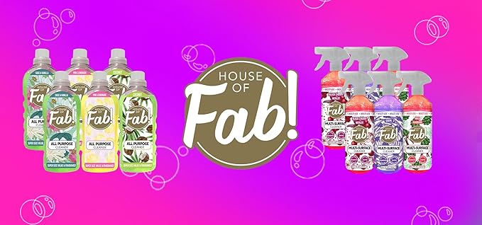 HOUSE OF FAB! Powerful All Purpose Cleaner, Dirt & Grime Removing Multi Purpose Cleaner, Used for Floors, Walls, and Any Hard Surface, Used on Large Areas, 33.8 FL Oz, 6 Pack, Designer