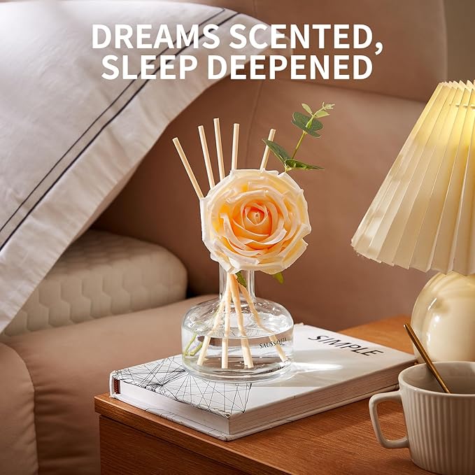 Reed Diffusers Set, 7.10 oz Vanilla Scented Diffuser with 7 Sticks, Long Lasting Home Fragrance for 120 Days, Perfect for Bathroom, Shelf Decor, Air Fresheners