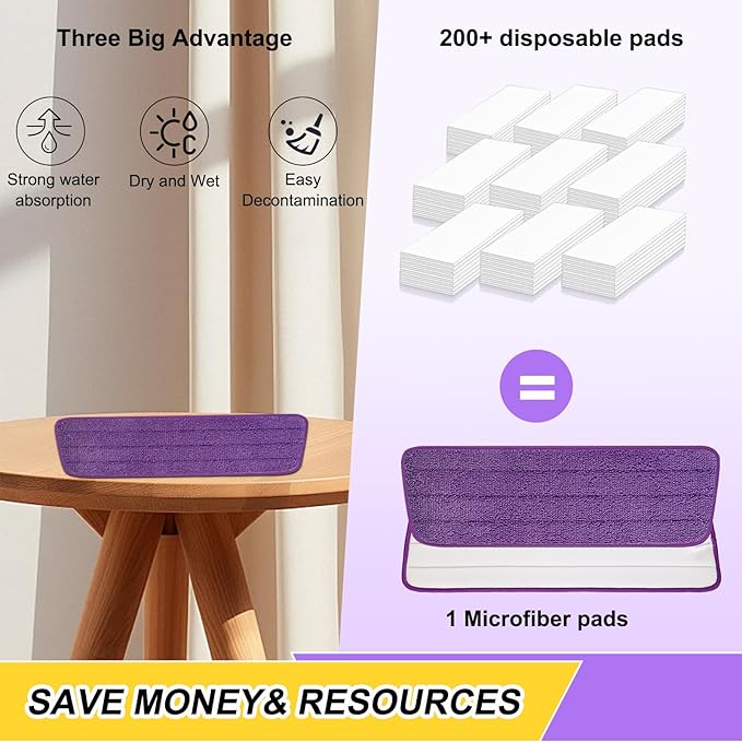 16.5 inch Reusable Mop Pads Microfiber Spray Mop Replacement Heads for Wet/Dry Mops Compatible with Bona Floor Care System (5 Pack)