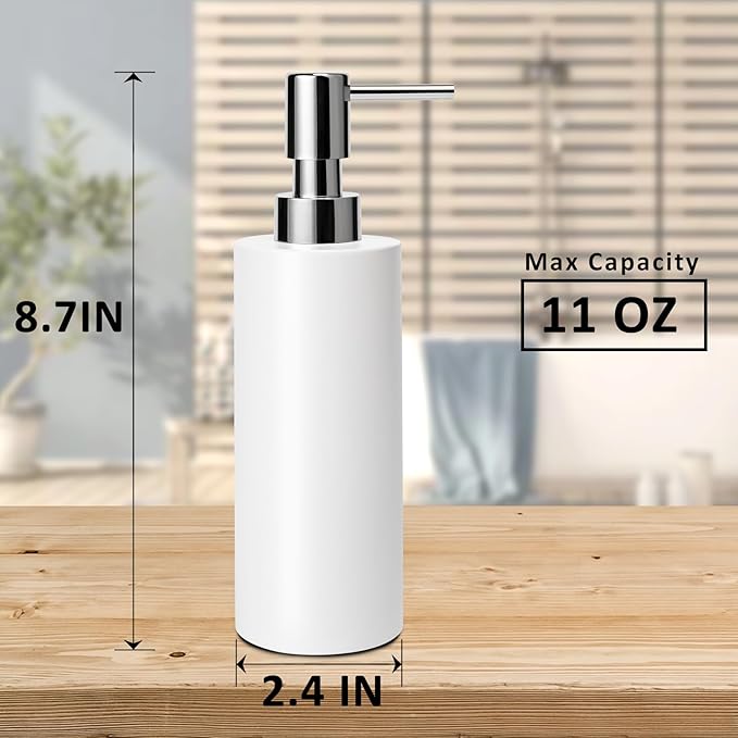Soap Dispenser with Liquid Pump Hand Lotion Dispenser Ceramic for Shampoo Bathroom Kitchen 11oz