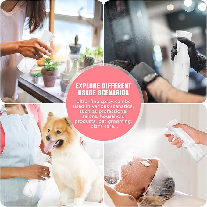 Continuous Spray Bottle,Hair Spray Bottle,Plants Water Spray Mist Bottle,Ultra-Fine Spray Bottle for Hair,Skincare, Plant Care, Pet Grooming, Cleaning(White)