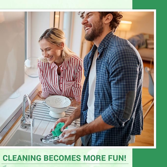 3 Pcs Dual Sided Scrub Sponge Multi Functional Cute Temperature Sensitive Non Scratch Dish Sponge for Washing Dishes Kitchen Bathroom(Smile Flower)