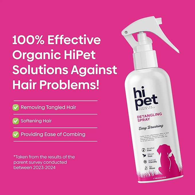 Hi Pet Healthy Hair Set, Clarifying, Conditioner, Waterless Shampoo, Detangling Easy Combing Spray for Dogs and Cats
