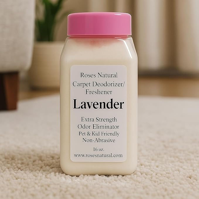Carpet Deodorizer Powder – Lavender Scent, Extra Strength Odor Eliminator, Pet & Kid Friendly, Non-Toxic, 16 oz