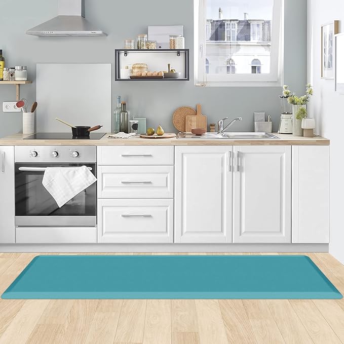 KitchenClouds Kitchen Mat Cushioned Anti Fatigue Kitchen Rug 17.3"x60" Waterproof Non Slip Kitchen Rugs and Mats Standing Desk Mat Comfort Floor Mats for Kitchen House Sink Office (Green)