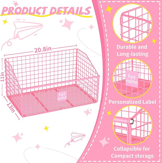 Indestructible Dog Toy basket, Large Toy Bin for Dogs,Pet Toy Bin Dog Metal Basket Organizer Storage for Toys Food Storage (Pink)