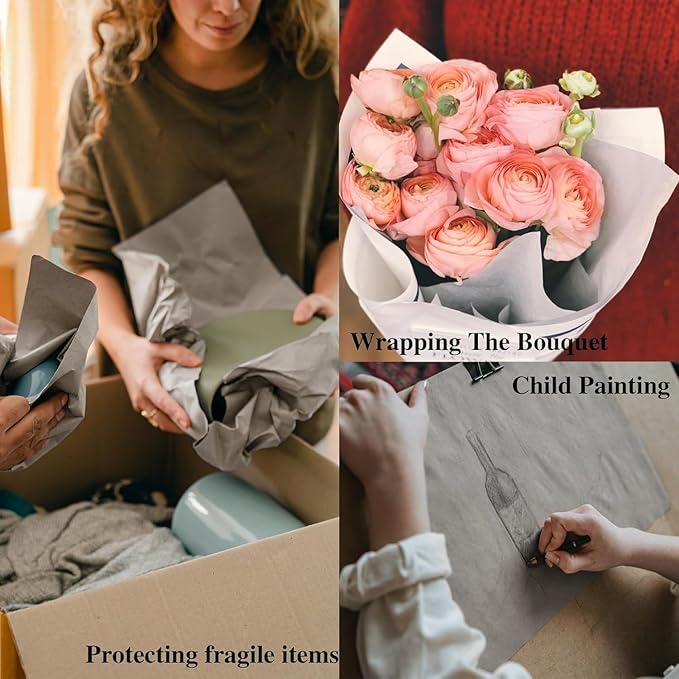 White Packing Paper Roll 12”W x 350'L Newsprint Paper Roll for Packing, Moving and Wrapping, Packaging Newsprint for Moving Supplies, Newsprint Paper for Sketching Crafting 1 Pack