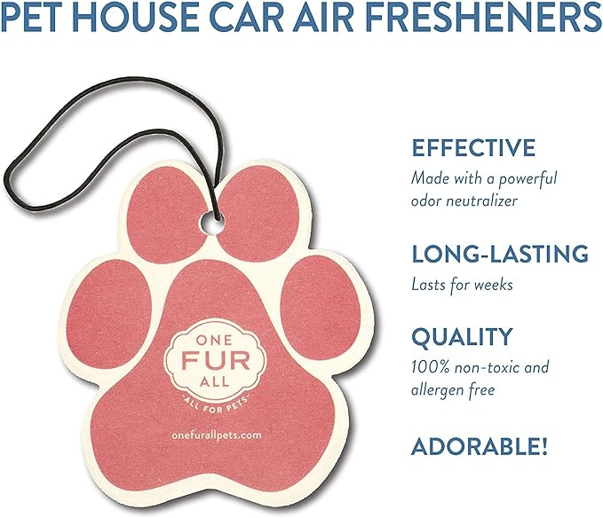 One Fur All Pet House Car Air Freshener - Vanilla Sandalwood/Vanilla Crème Brulee Pack of 4 - Pet-Friendly Air Freshener For Small Spaces & Car - Odor Eliminating Freshener
