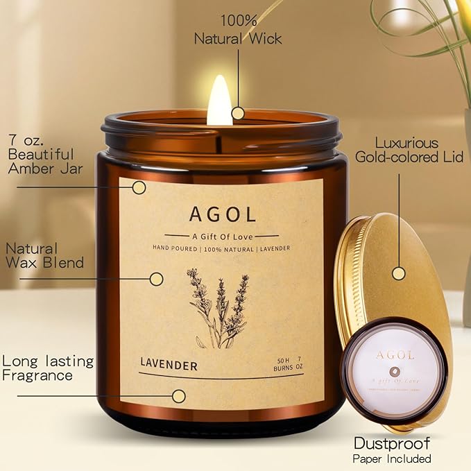 4 Pack Scented Candles for Home, 36 Oz 200 Hours Burn, Luxury Amber Jar Natural Soy Candles, Aromatherapy Candles Set, Candles Gift for Women Men Birthday Thanksgiving Christmas, Spa, Sleep,Yoga,Read