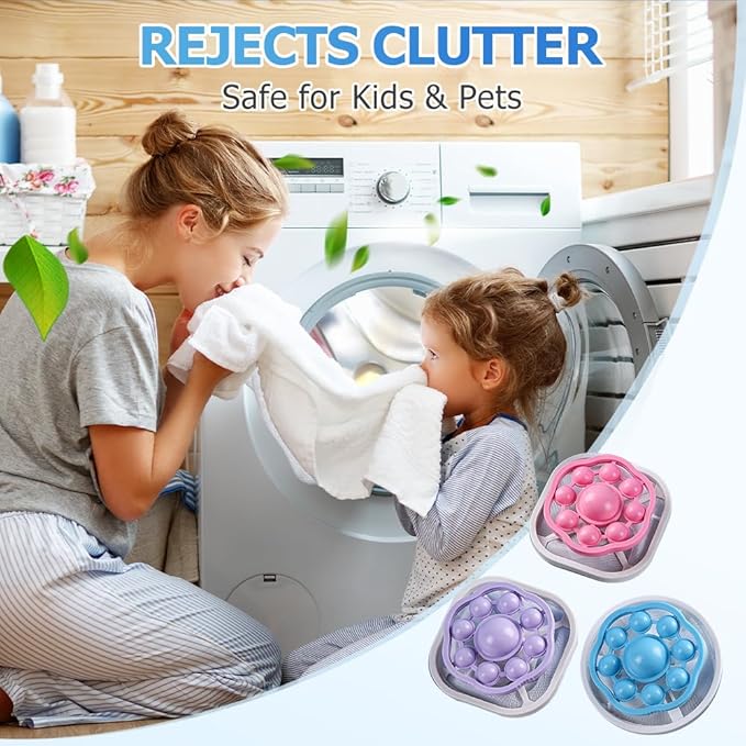 3PCS Floating Hair Filtering Mesh Removal, Reusable Lint Catcher for Washing Machine Wool Device, Pet Hair Remover Hair Filter Cleaning Mesh Bag (Mix)