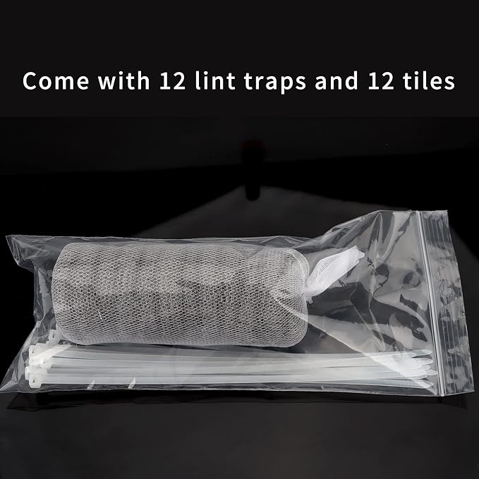 12 PCS Lint Traps Febwind Lint Catcher for Washing Machine Stainless Steel Washing Machine Lint Snare Trap Washer Hose Lint Traps Laundry Mesh Washer Filter with 12 PCS Cable Ties