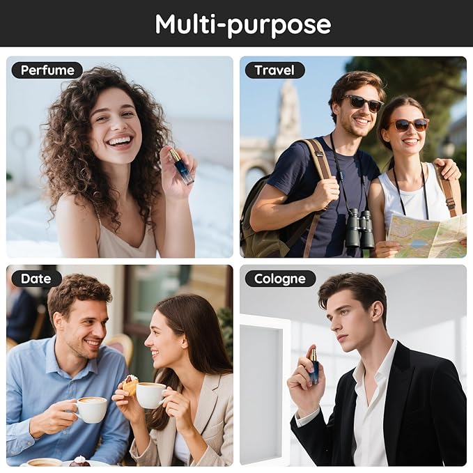 Segbeauty 0.34oz Travel Perfume Bottle Refillable, 5pcs 10ml Mini Glass Perfume Atomizers, Empty Portable Travel Size Cologne Spray Bottle, Small Cologne Sprayer with Refill Pump Tools