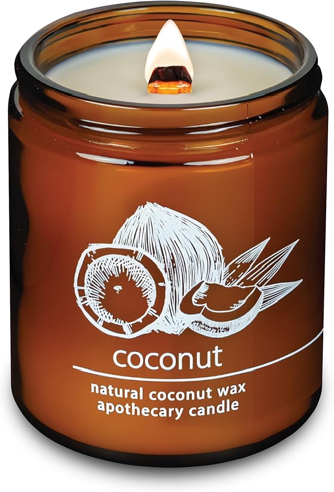 Hemlock Park Crackling Wood Wick Candle Handcrafted with Natural Coconut Wax (Standard 8 oz, Coconut)