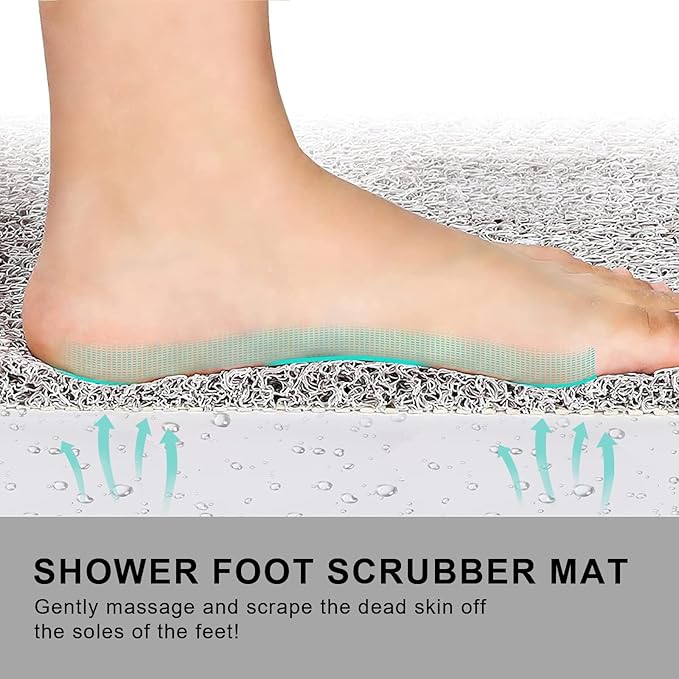 Nonslip Bathtub Mat, Anti Slip Bath Mat 0.6" Extra Thick, Quick Dry Bath Tub Anti Slip Shower Mat, Loofah Non-Slip Bath Mat for Tub Bathroom Pool Kitchen Entryway Home Hotel(Light Gray 16x27)