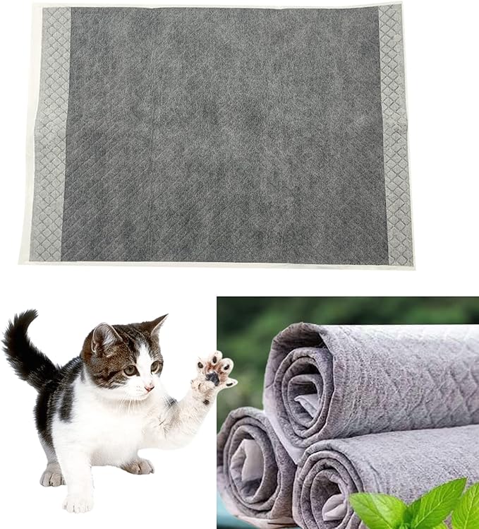 100 Pcs Rabbit Pee Pads,Puppy Potty Training Pad Small Animals Super Absorbent Disposable Cage Liners Bamboo Charcoal Quick-Dry Mats for Rabbits Hedgehogs Chinchillas Cats Dogs(13x18In)