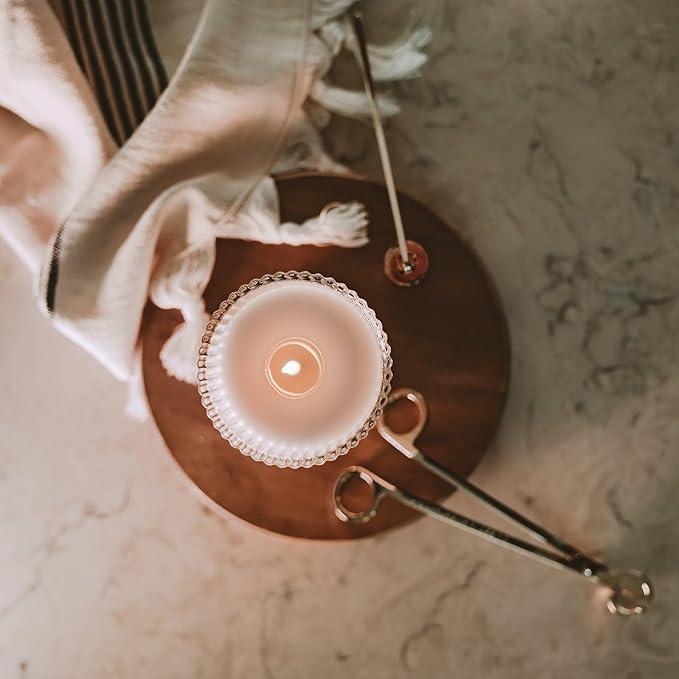 Sweet Water Decor Love You Ribbed Scented Candles - Soy Wax Candles with Lemon, Rosemary and Leafy Green for Home - Decorative Candle with 60 Hours Burn Time - 12Oz Ribbed Jar Wax Candles with Box