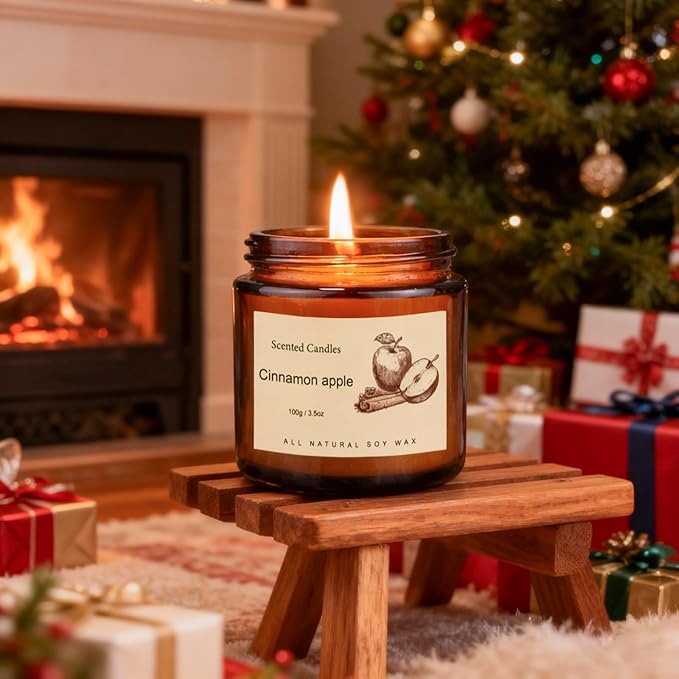 Long Lasting Soy Candles for Home, 6 Pack Holiday Scented Candle Gift Set with Cinnamon Apple, Pumpkin Chai & Vanilla, Natural Aromatherapy Candles, Christmas Gifts for Women