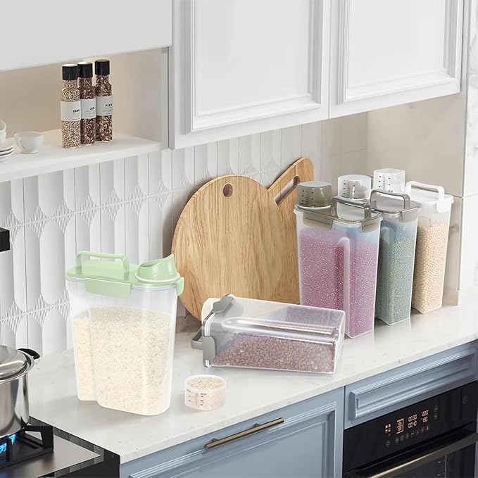 5-7Lbs Dog Cat Food Storage Container with Upgraded Large Nozzle BPA-free, 4 Snap Seals Plastic Pet Food Storage Containers with Handles are Easy to Clean and Carry