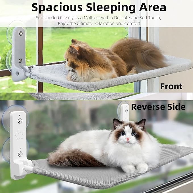 2PCS Replacement Cover for Cat Window Perch, M Size Cordless Cat Window Hammock Bed Accessories, Reversible Breathable/Warm Seat Cover for Inside (Grey, 20.4" L x 11.8" W)