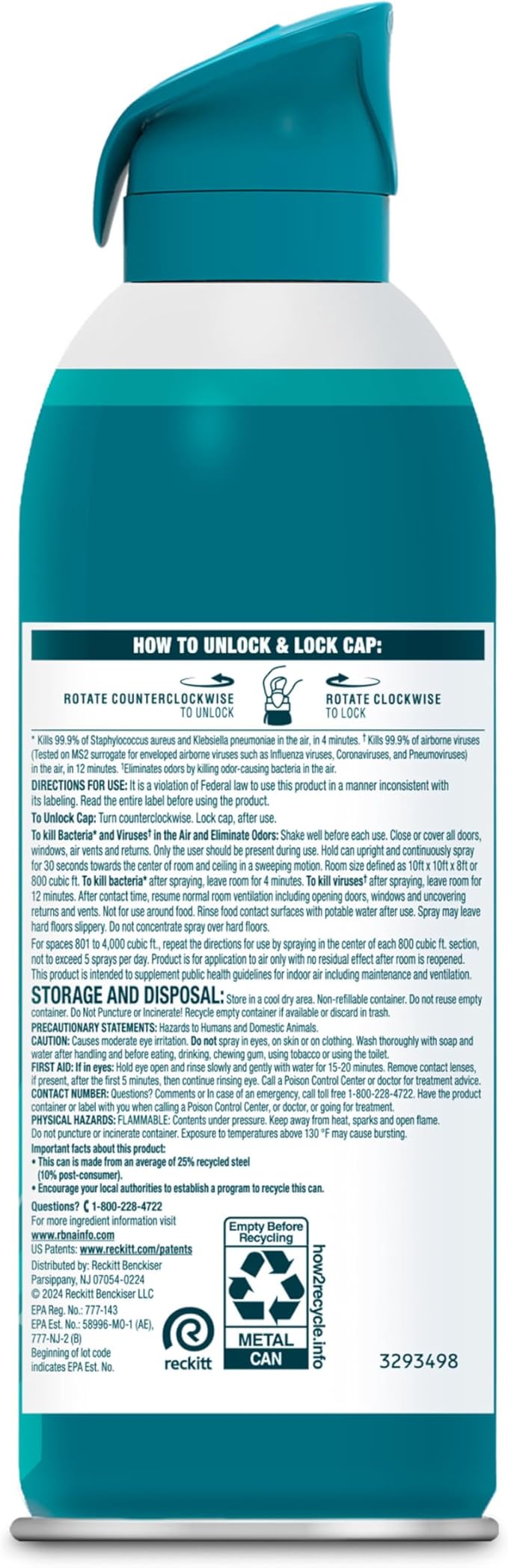 Lysol Air Sanitizer Spray with Odor Eliminator for Home & Office, Sanitizing Spray, Air Freshener Alternative, Simple Fresh Scent, 10 oz (Pack of 3)