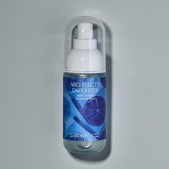 The New Savant Home & Body Mist - Architect’s Daughter - Air Freshener Spray for Room, Clothing & Linens, Grapefruit, Orange Blossom & Amber - Long Lasting, Vegan & Cruelty-Free - 3.4 fl oz