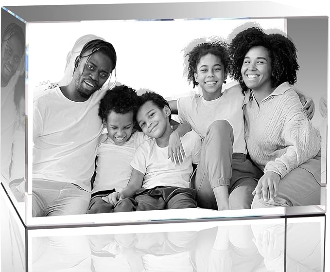 3Dpixdance 3D Crystal Photo(XL, Landscape), Personalized Gifts with Your Own Photo for Fathers Day, Engraved 3D Crystal Picture, Customized Gift for Birthday, Wedding, Anniversary, Memorial, Father’s