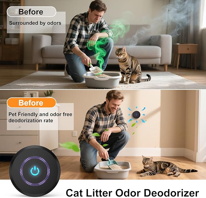 Ozone Odor Eliminator for Strong Odor 99% Cat Litter Deodorizer Dog Poof Odor Removal Air Ionizers for Home Portable Air Purifier Bedroom Toilet, Kitchen, Pets, Shoe, Smoke, Formaldehyde Air Freshener