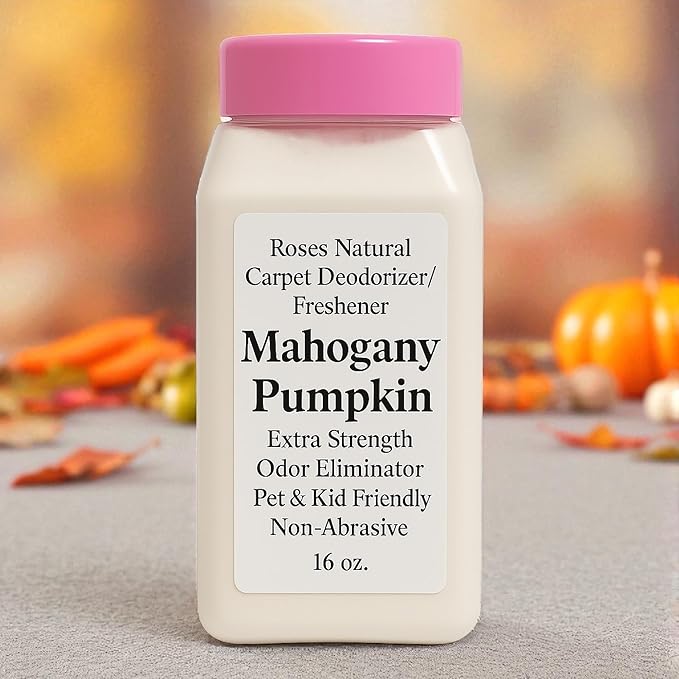 Carpet Deodorizer Powder – Mahogany Pumpkin Scent, Long-Lasting Odor Eliminator, Pet & Kid Friendly, 16 oz (Mahogany Pumpkin)