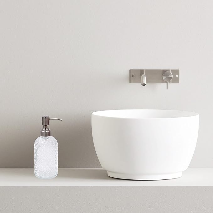 16 Oz Soap Dispenser with 304 Rustproof Stainless Steel Pump, Kitchen, Bathroom Soap Dispenser, Refillable Liquid Glass Soap Dispenser for Hand Soap, Soap, Lotion. (Clear)