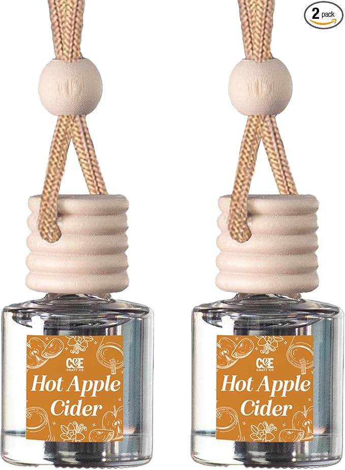 CE Craft Car Air Fresheners - Hanging Car Air Freshener Diffuser - Reusable Bottle with Long Lasting Car Oil Scent - 2 pack, Hot Apple Cider