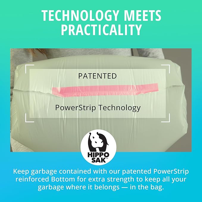 Hippo Sak - 13 Gallon Tall Kitchen Compostable Bags with Ergonomic Handles - Reinforced Bottom and Leak Proof Bags (45 Count)