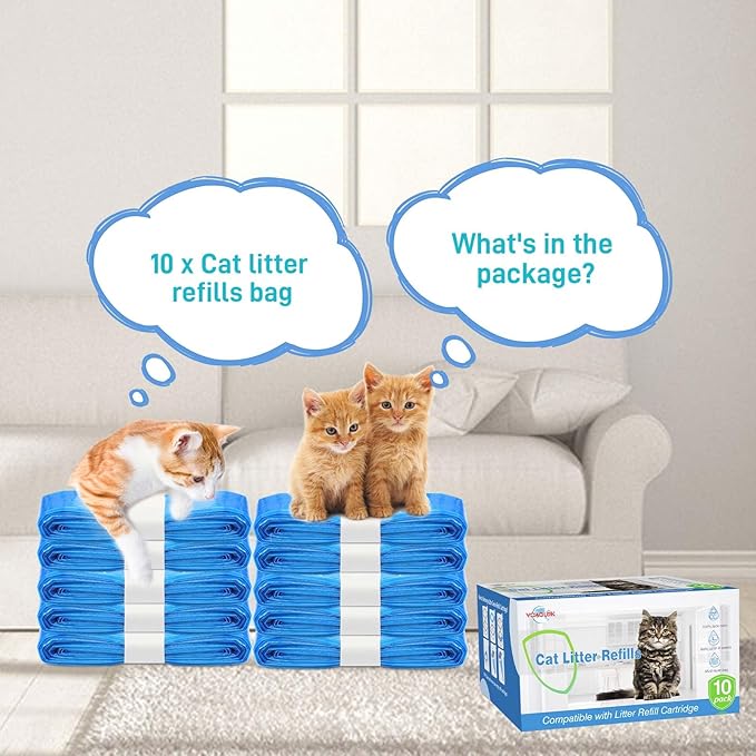 10 Pack Cat Litter Refill Bags 100% Enhanced Odor Control Generic Litter Refills Compatible with Standard, Plus, XL Pail
