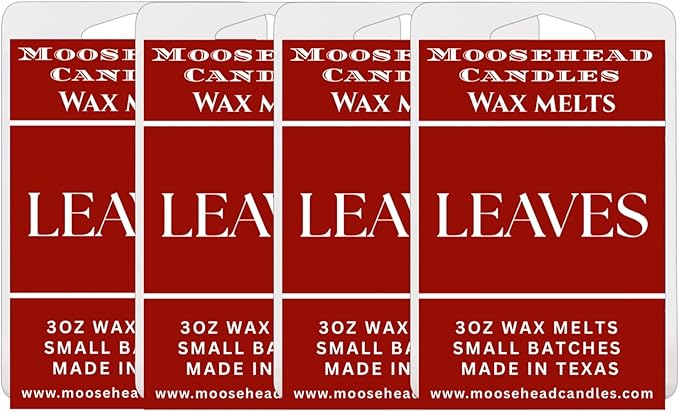 Moosehead Leaves Scented Wax Melts – 4 Pack Soy Blend Melts – Fall Autumn Home Fragrance – Cinnamon, Apple & Woodsy Notes – Long Lasting Strong Scent – Handmade in USA – Supports Animal Rescue